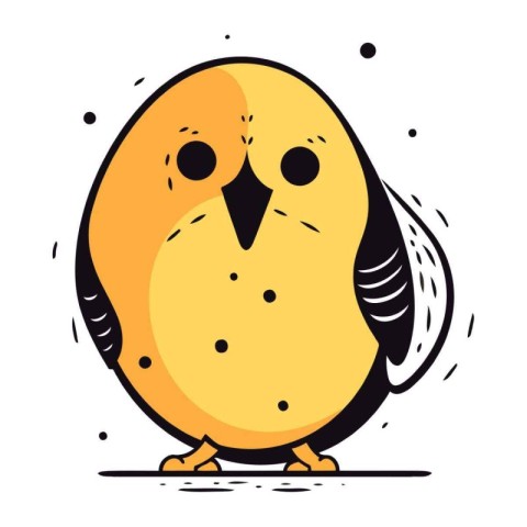 Vector illustration of a cute little yellow bird isolated on whi