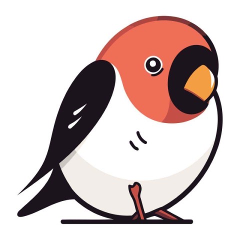 Bullfinch isolated on white background. Vector illustration in f