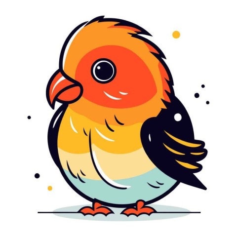 Cute little parrot on white background. Vector cartoon illustrat