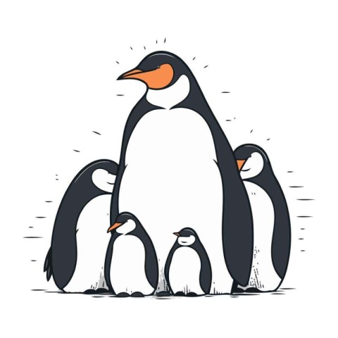 Penguin family. Vector illustration of a cute penguin family.