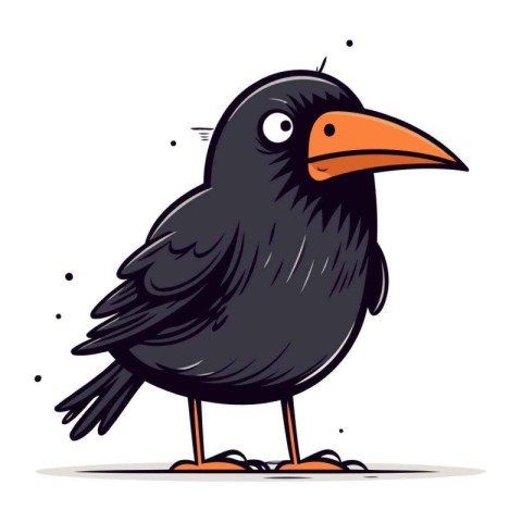 Cute cartoon crow. Vector illustration isolated on a white backg