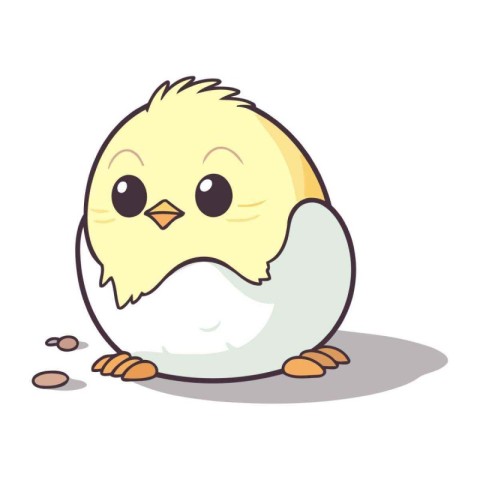 Chick hatched from an egg on a white background. vector illustra