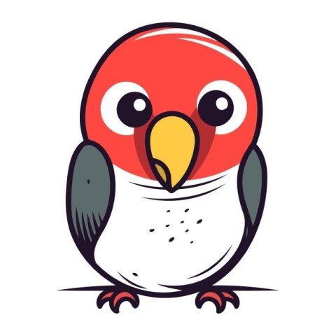 Cute cartoon parrot. Vector illustration isolated on white backg