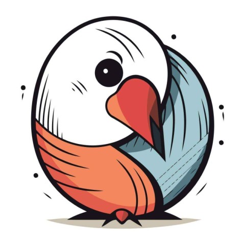 Cute cartoon bird. Vector illustration isolated on a white backg