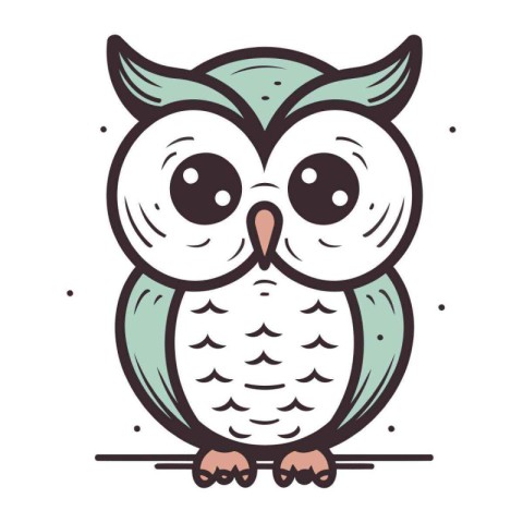 Cute owl. Vector illustration. Isolated on white background.