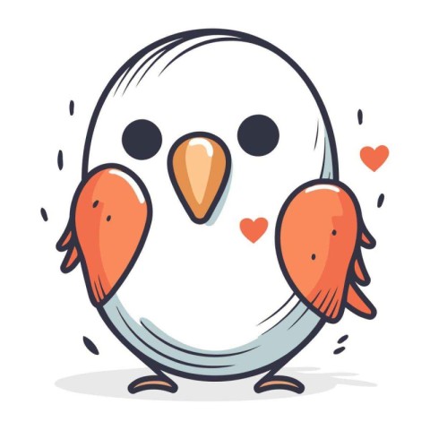 Cute cartoon penguin with heart. Vector illustration isolated on