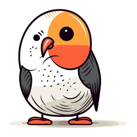 Cute cartoon bird. Vector illustration isolated on a white backg