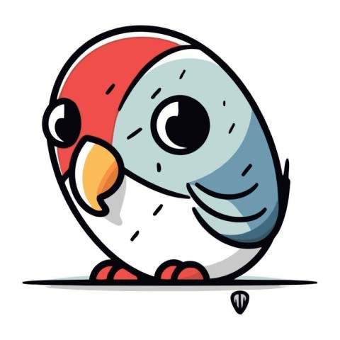 Cute cartoon parrot isolated on white background. Vector illustr