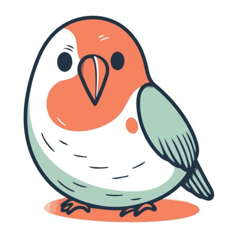 Cute cartoon bird. Hand drawn vector illustration isolated on wh