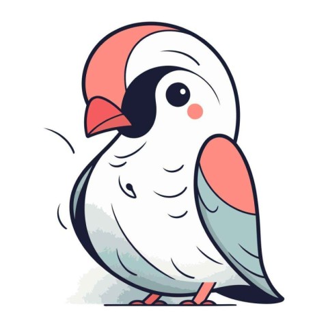 Pigeon. Cute cartoon character. Vector illustration isolated on