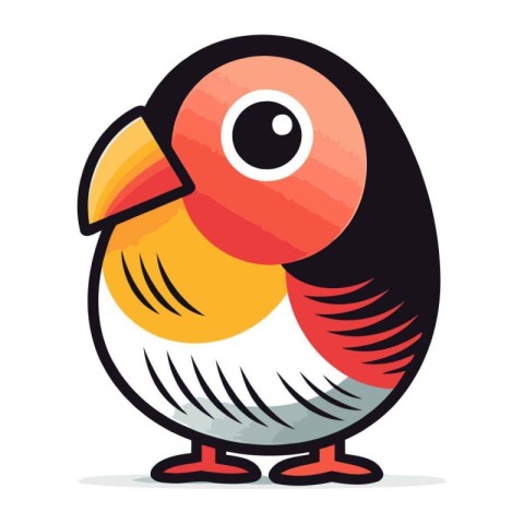 Cute cartoon colorful bird isolated on white background. Vector