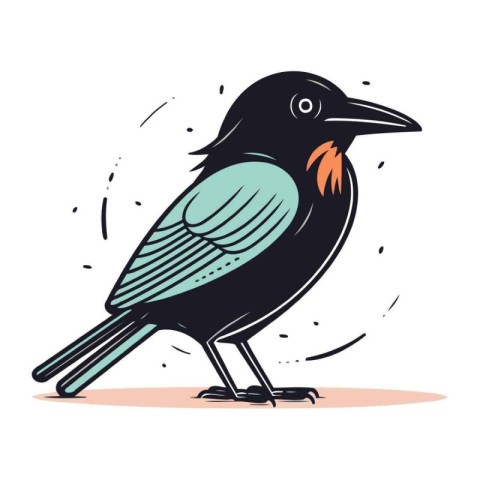 Illustration of a crow on a white background. Vector illustratio