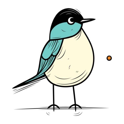 Hand drawn vector illustration of a cartoon titmouse. Isolated o