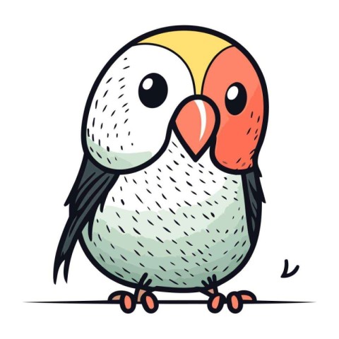 Cute cartoon parrot. Vector illustration isolated on white backg