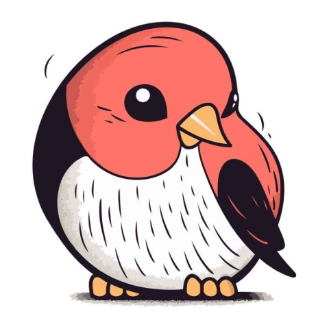 Illustration of a cute little red bird on a white background.