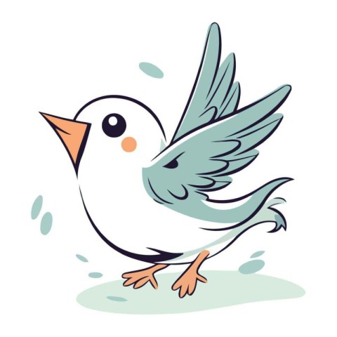 Cute cartoon bird. Vector illustration isolated on a white backg