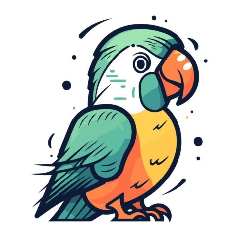 Cute parrot isolated on white background. Vector illustration in