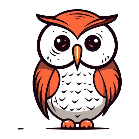 Cute cartoon owl. Vector illustration isolated on a white backgr