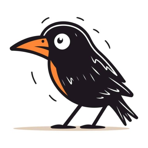 Cute cartoon crow. Vector illustration isolated on a white backg