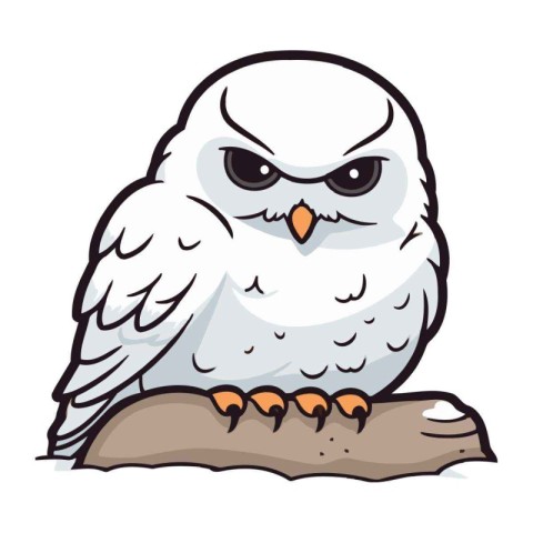 Owl on a branch. Vector illustration of a cute owl.