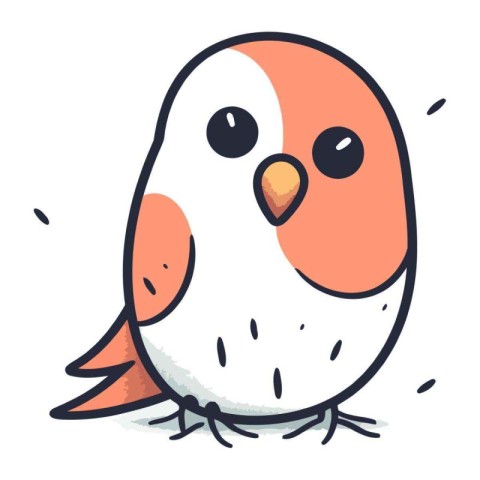 Vector hand drawn illustration of cute bird. Isolated on white b
