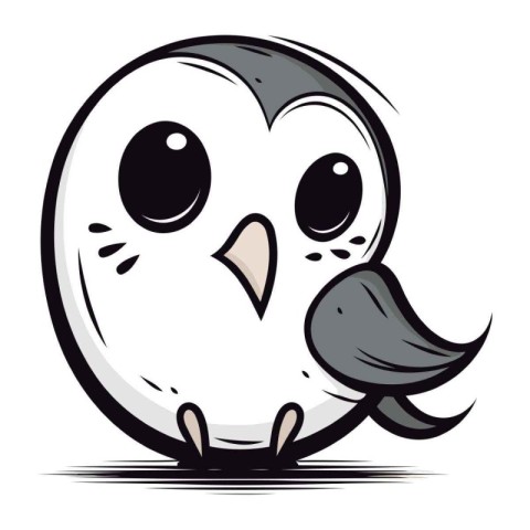 Illustration of a cute cartoon owl with a mustache on a white ba