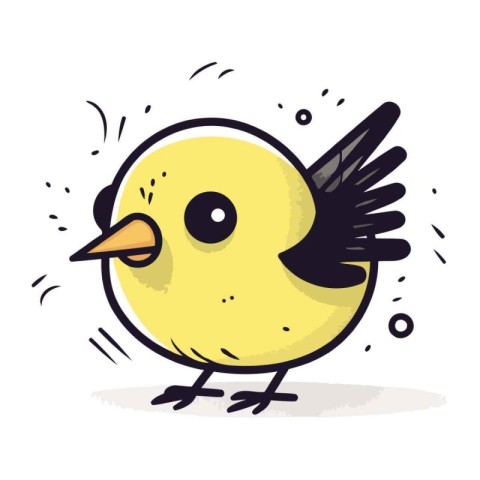 Cute little bird on white background. Vector illustration in car