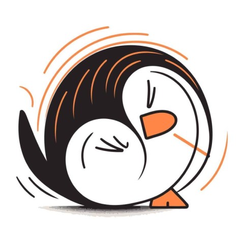 Cute cartoon penguin on a white background. Vector illustration.