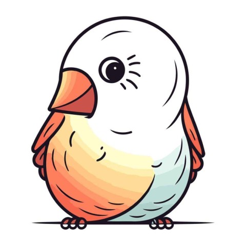 Vector illustration of cute cartoon parrot. Isolated on white ba