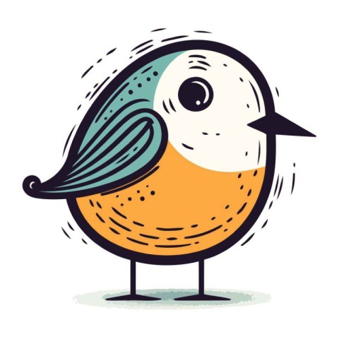 Cute cartoon bird. Vector illustration isolated on a white backg