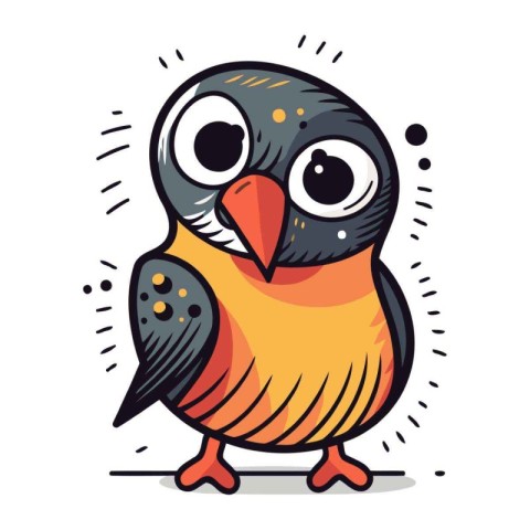 Cute cartoon bird. Vector illustration of a cute little bird.