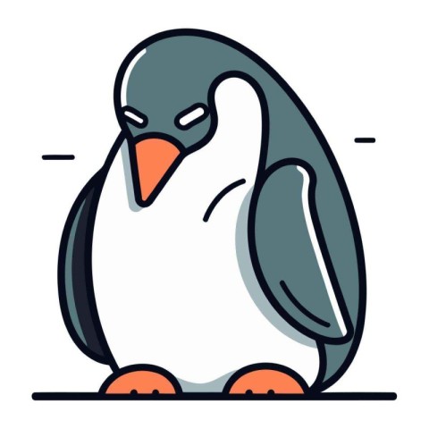 Penguin flat line icon. Vector illustration of penguin.