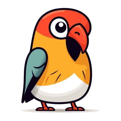 Cute cartoon parrot. Vector illustration isolated on white backg