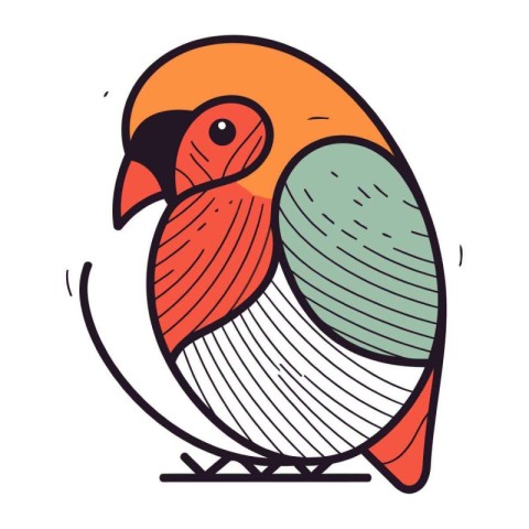 Vector illustration of cute cartoon bird. Hand drawn doodle styl