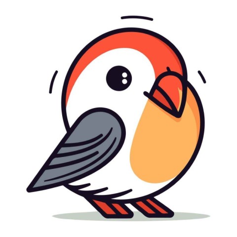 Vector illustration of a cute cartoon parrot on a white backgrou