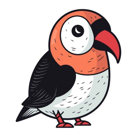 Cute cartoon toucan bird. Vector illustration isolated on white