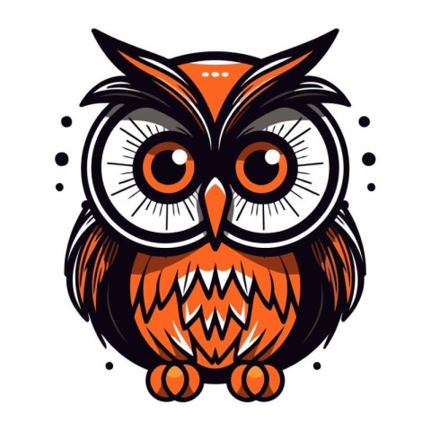 Owl with big eyes. Vector illustration isolated on white backgro