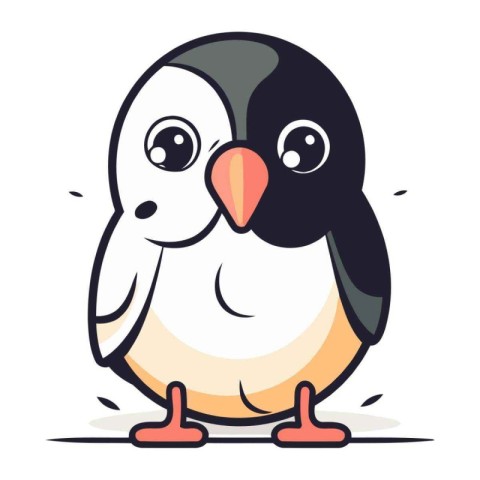 Cute cartoon penguin. Vector illustration isolated on white back