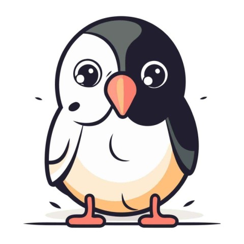 Cute cartoon penguin. Vector illustration isolated on white back