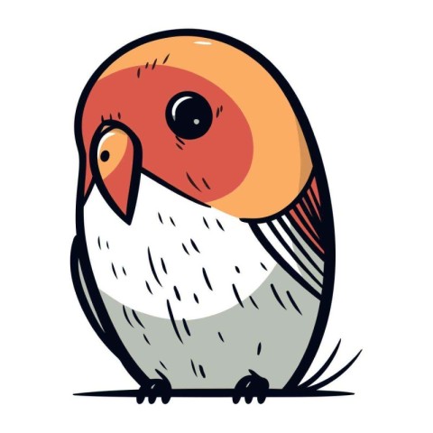 Vector illustration of a cute cartoon bullfinch on white backgro