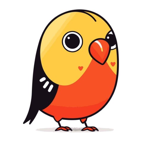 Cute cartoon little bird isolated on white background. Vector il