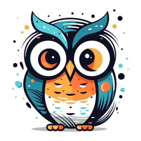 Cute cartoon owl. Vector illustration isolated on a white backgr