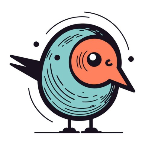 Cute cartoon bird in doodle style. Vector illustration.