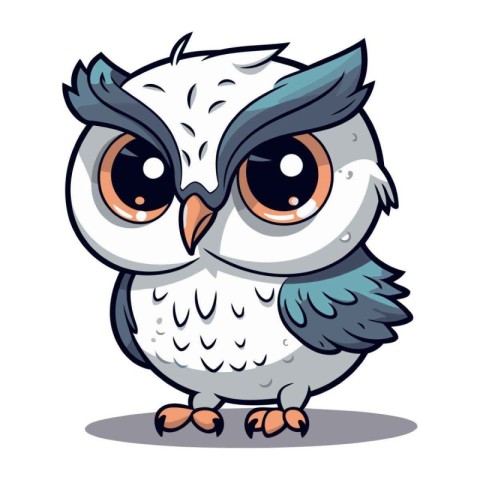 Cute owl character isolated on a white background. Vector illust