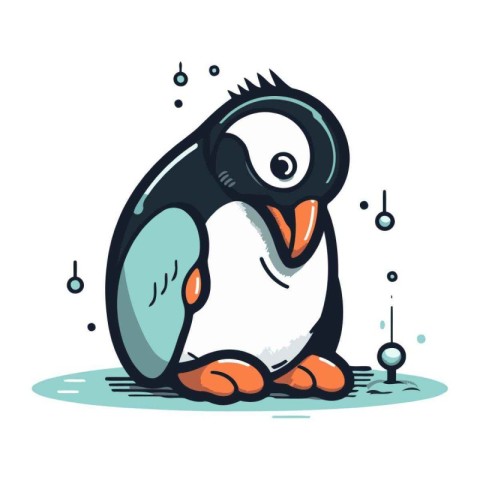 Cute penguin. Vector illustration of a cartoon penguin.