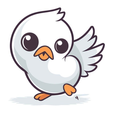 Cute cartoon bird. Vector illustration isolated on a white backg