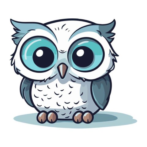 Cute cartoon owl. Vector illustration isolated on a white backgr