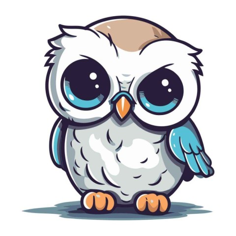 Cute cartoon owl isolated on a white background. Vector illustra