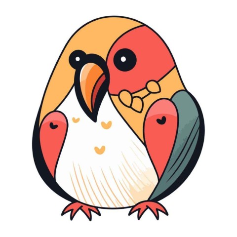 Cute parrot isolated on a white background. Vector illustration.