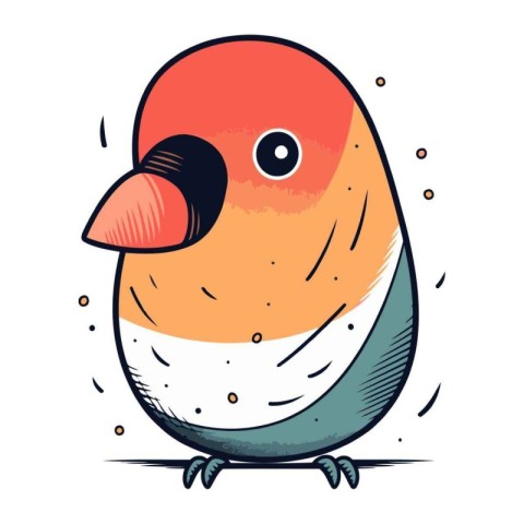 Hand drawn cute little bird. Vector illustration isolated on whi